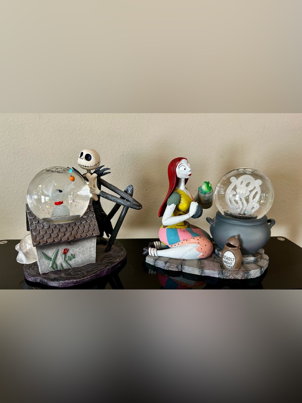Disney Store Nightmare Before Christmas Mini Snow Globe Lot - Jack, Sally, Zero